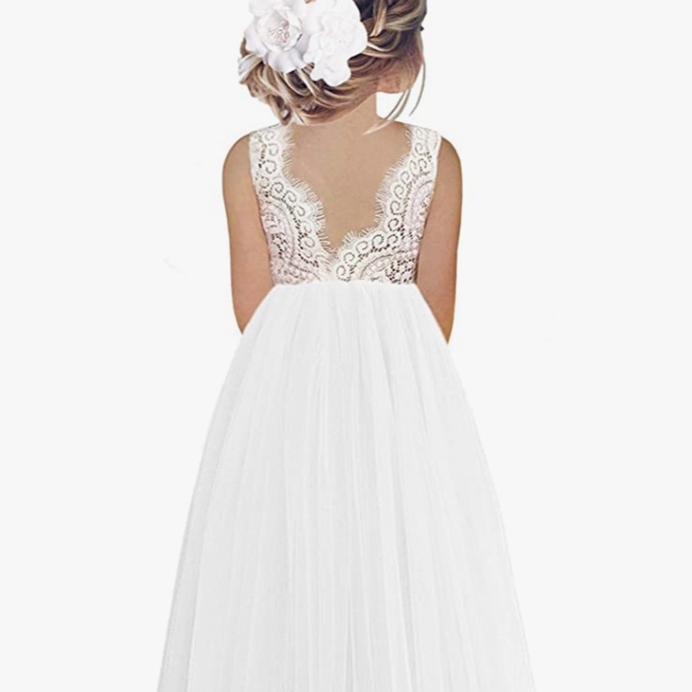 Lace back flower girl dresses